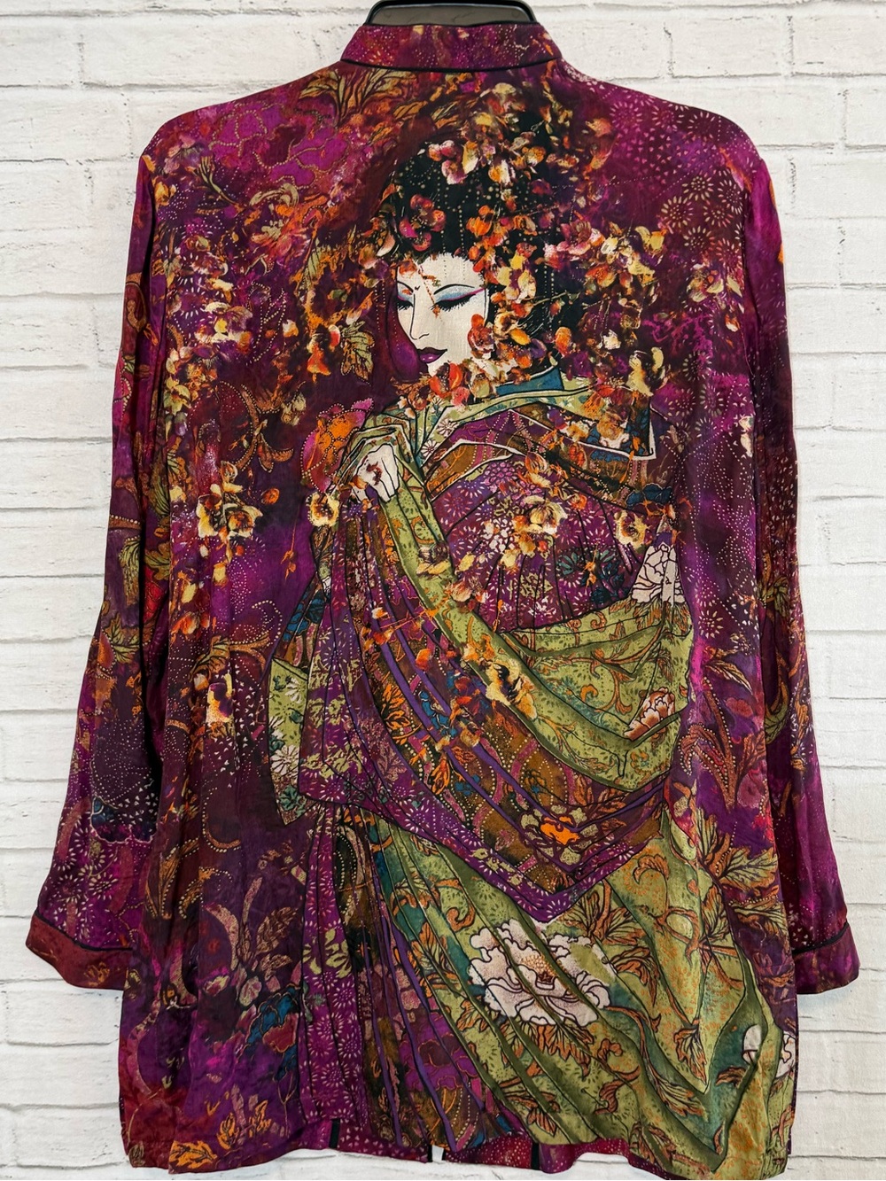 Gorgeous 100% Silk Asian Style Chicos Topper, Lightweight, Vintage Y2K, Like New